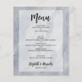 Budget Dusty Blue Gold Marble Wedding Menü (Vorne)