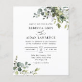 Budget Dusty Blue Greenerity Einladung Hochzeit (Vorderseite)