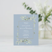 Budget Dusty Blue Greenerity Einladung Hochzeit (Stehend Vorderseite)