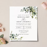 Budget Dusty Blue Greenerity Einladung Hochzeit<br><div class="desc">Diese elegante Kollektion bietet gemischte Aquarellfarben-Blätter,  gepaart mit einem klassischen Serif & feinen Sans-Schriftart in Schwarz,  mit einem Monogramm auf der Rückseite. Matching-Elemente verfügbar.</div>