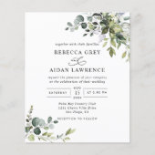 Budget Dusty Blue Greenerity Einladung Hochzeit (Vorderseite)