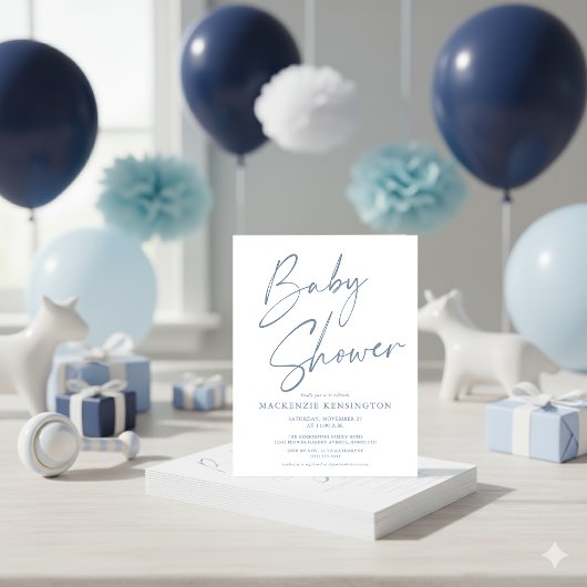Budget Dusty Blue handgeschriebene Script Baby Dus