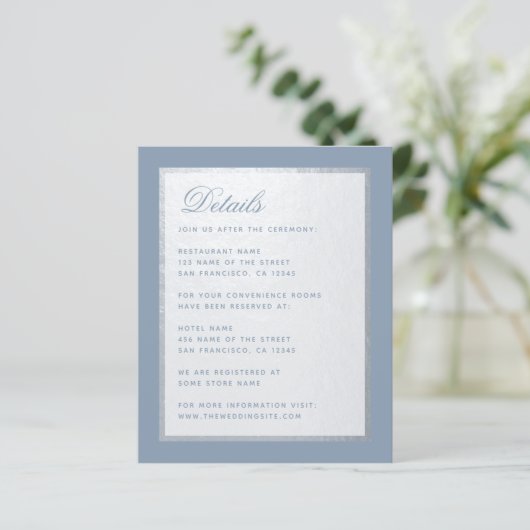 Budget Dusty Blue Imitats Silver Wedding Details C (Stehend Vorderseite)