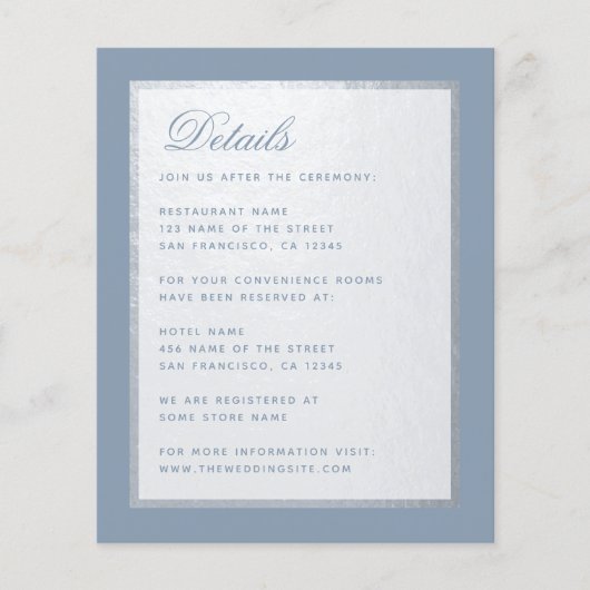 Budget Dusty Blue Imitats Silver Wedding Details C (Vorderseite)