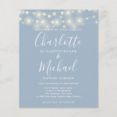 Budget Dusty Blue Lights Foto Hochzeit Einladung (Vorderseite)