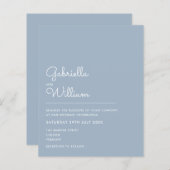 Budget Dusty Blue Minimalistisch Wedding Einladung (Vorne/Hinten)
