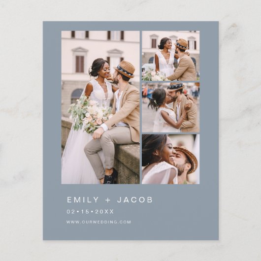 Budget Dusty Blue Minimalistisch Wedding Einladung Flyer (Vorne)