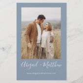 Budget Dusty Blue Modern Foto Hochzeit Einladung Flyer (Hinten)