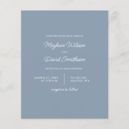 Budget Dusty Blue Modern Wedding Einladung