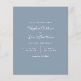Budget Dusty Blue Modern Wedding Einladung