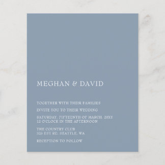 Budget Dusty Blue Modern Wedding Einladung