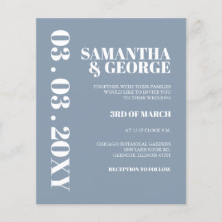 Budget Dusty Blue Modern Wedding Einladung