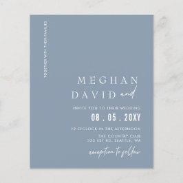 Budget Dusty Blue Modern Wedding Einladung