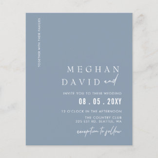 Budget Dusty Blue Modern Wedding Einladung