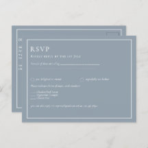 Budget Dusty Blue Monochrome Wedding RSVP