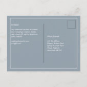 Budget Dusty Blue Monochrome Wedding RSVP Postkarte (Rückseite)