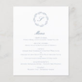 Budget Dusty Blue Monogram Wreath Wedding Menu (Vorderseite)