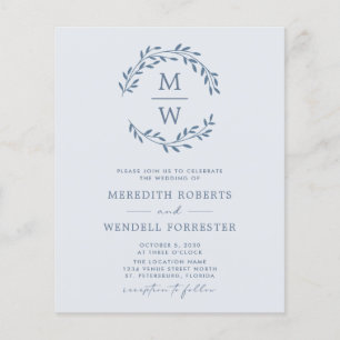 Budget Dusty Blue Monogram Wreath Wedite