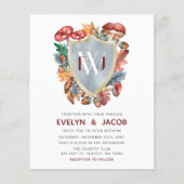 Budget Dusty Blue Mushroom Wedding Einladung (Vorderseite)