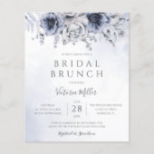 Budget Dusty Blue Navy Floral Bridal Brunch Einlad (Vorderseite)