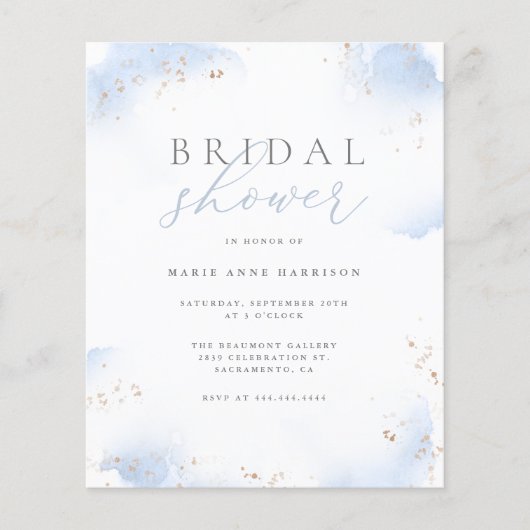 Budget Dusty Blue Ombre Gold Dust Brautparty (Vorderseite)