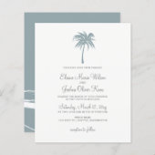 Budget Dusty Blue Palm Tree Hochzeitseinladungen (Vorne/Hinten)
