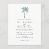 Budget Dusty Blue Palm Tree Hochzeitseinladungen (Vorderseite)