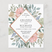 Budget Dusty Blue Pink Blumenzwiebeleinladungen (Vorderseite)