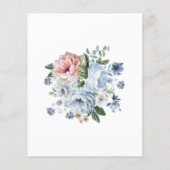 Budget Dusty Blue Pink Floral Brautparty Einladung (Rückseite)