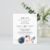 Budget Dusty Blue Pink Floral Brautparty Flayer (Stehend Vorderseite)