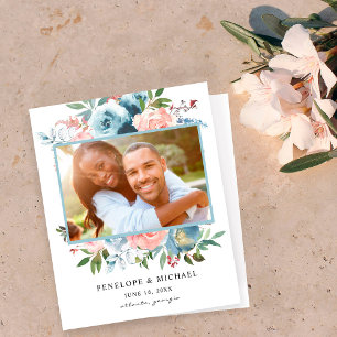 Budget Dusty Blue Pink Floral Save the Date