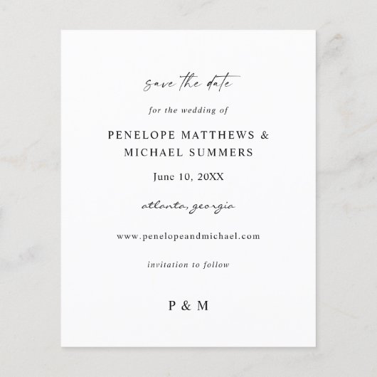 Budget Dusty Blue Pink Floral Save the Date Foto Flyer (Hinten)