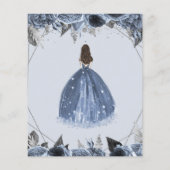 Budget Dusty Blue Princess Sweet 16 Einladung (Rückseite)