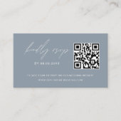Budget Dusty Blue QR Code UAWG Wedding Website Begleitkarte (Vorderseite)