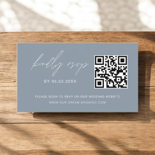 Budget Dusty Blue QR Code UAWG Wedding Website Begleitkarte