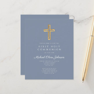 Budget Dusty Blue Religious Boy Erste Kommune