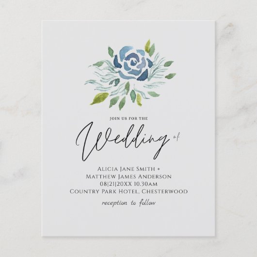 Budget Dusty Blue Sage Green Floral Wedite (Vorderseite)