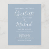Budget Dusty Blue Script Einladung (Vorderseite)
