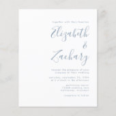 Budget Dusty Blue Script QR Code Hochzeit einladen (Vorderseite)