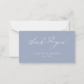 Budget Dusty Blue Script Wedding Danke Cards Mitteilungskarte (Vorderseite)