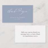 Budget Dusty Blue Script Wedding Danke Cards Mitteilungskarte (Vorne/Hinten)
