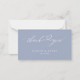Budget Dusty Blue Script Wedding Danke Cards Mitteilungskarte