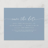 Budget Dusty Blue Script Wedding Rett Date (Vorderseite)