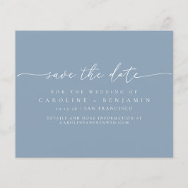 Budget Dusty Blue Script Wedding Rett Date