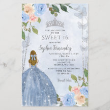 Budget Dusty Blue Silver Blumendruckerin Sweet 16