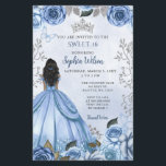 Budget Dusty Blue Silver Floral Princess SWEET 16<br><div class="desc">Budget Elegant Dusty Blue Silver Butterfly BlumenPrinzessin Sweet 16 Einladung</div>
