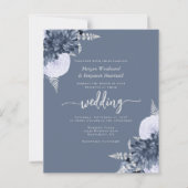 Budget Dusty Blue Silver Floral QR Code Wedding (Vorderseite)