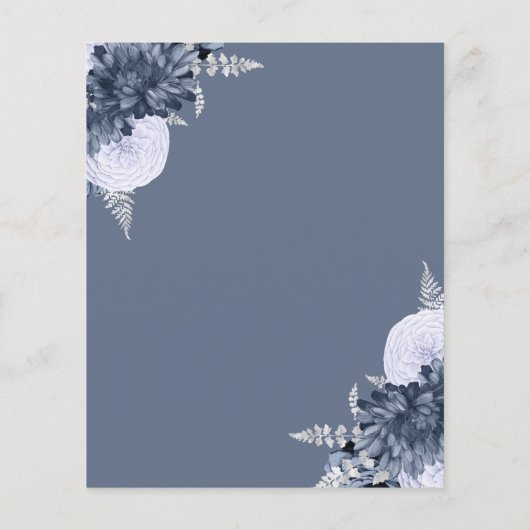 Budget Dusty Blue Silver Floral Save the Date (Rückseite)