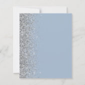 Budget Dusty Blue Silver Glitzer Hochzeit Einladun (Rückseite)