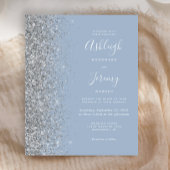 Budget Dusty Blue Silver Glitzer Hochzeit Einladun